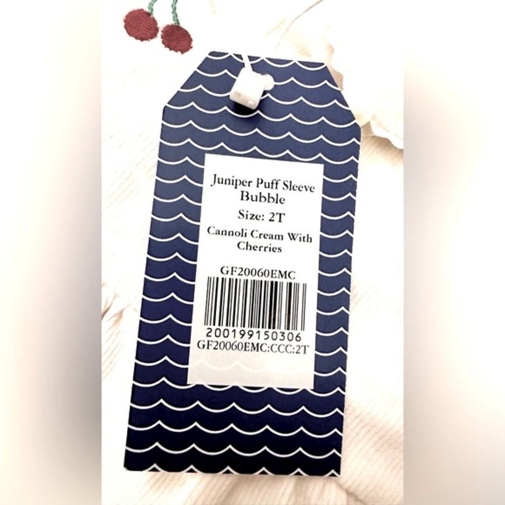 Adorable Juniper Puff Sleeve Bubble, Cannoli Cream w/Cherries, 2T Girl, NWTs - Picture 7 of 9